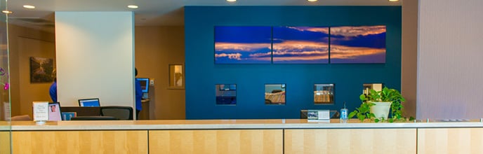 Office reception desk at Holling & Riggs Periodontics in Loveland, CO
